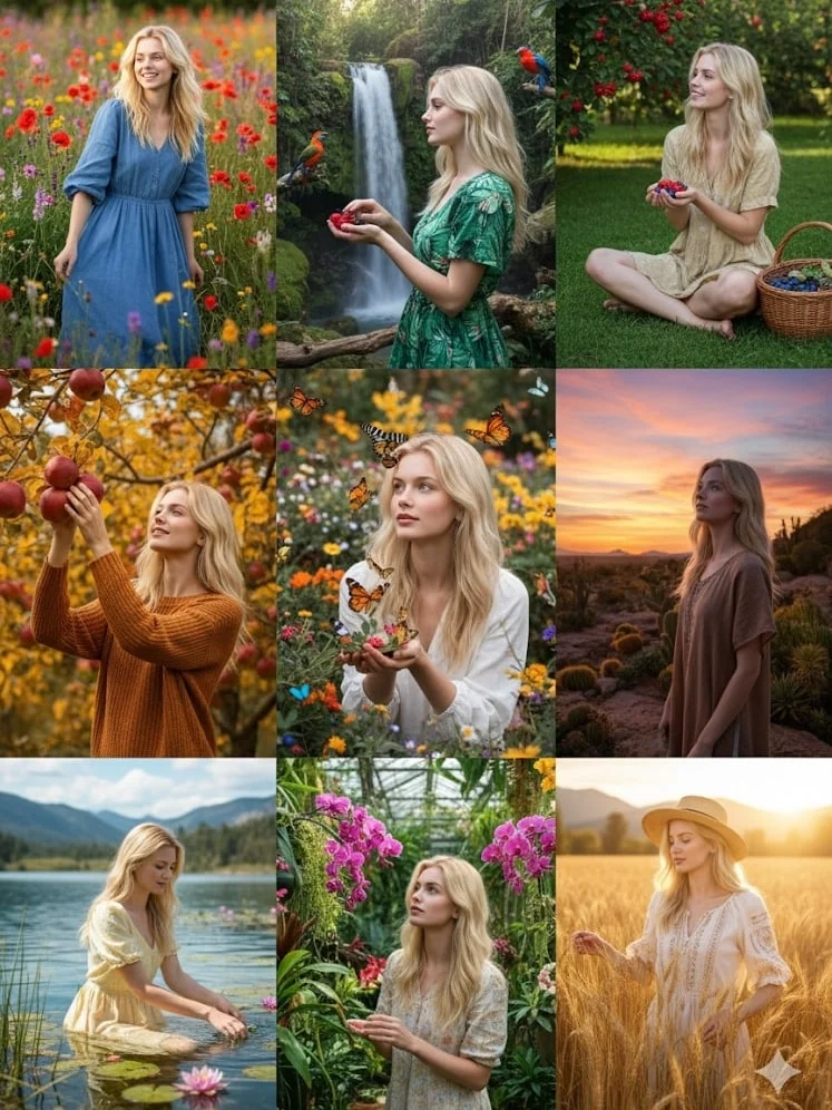 16. Nine‑Panel Portrait Grid - Generated result